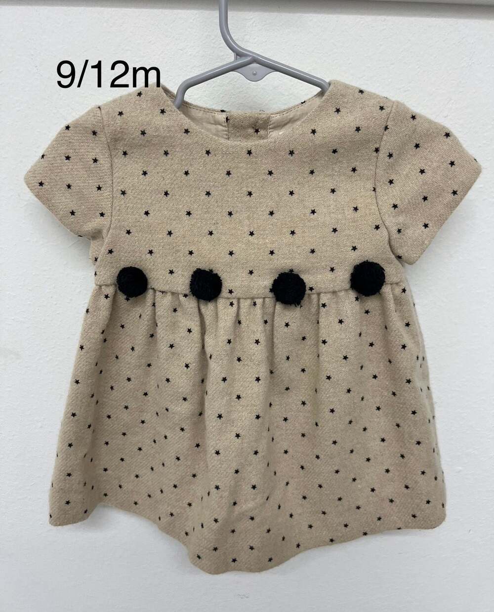 Zara Baby Collection Star Print Pom Pom Dress 9/12 Months
